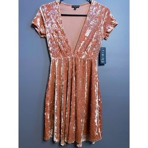Crushed velvet plunging neck dress